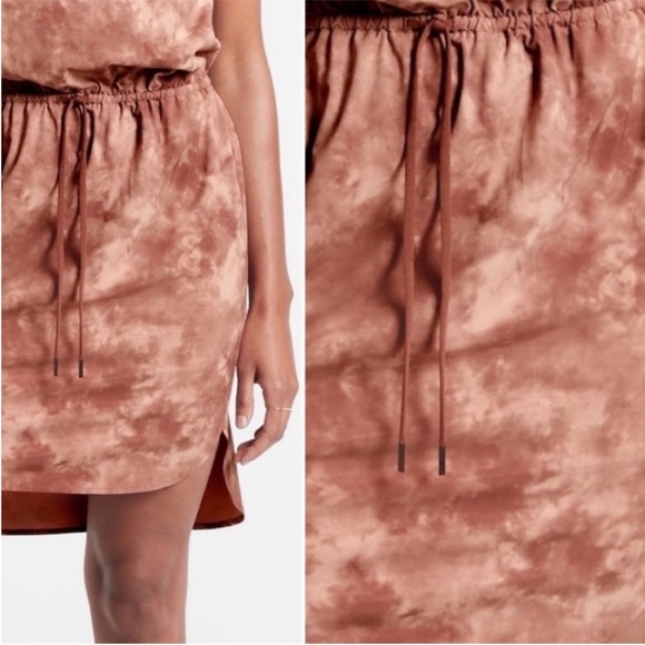 Athleta Printed Rincon Dress Sz S Evian Earth Rose Drawstring Waist Sleeveless - Picture 3 of 5